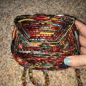 Beautiful beaded mini clutch with long strap
